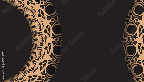 Black postcard with vintage brown ornament for your design.
