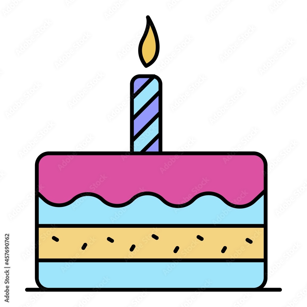 First birthday cake icon. Outline first birthday cake vector icon color flat isolated First birthday cake icon. Outline first birthday cake vector icon color flat isolated