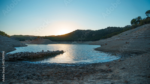 El Chorro Lake during sunset, Andalusia, Spain