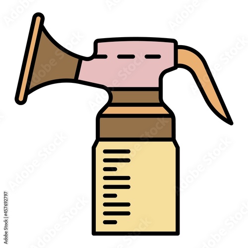 Breast milk sucker icon. Outline breast milk sucker vector icon color flat isolated