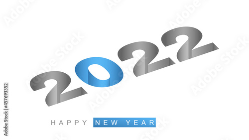 2022 new year vector illustration. Text ilussion style design. Greeting card, flyer, calendar design. photo