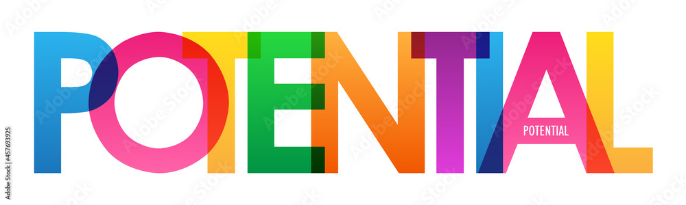 POTENTIAL colorful vector typography banner on white background