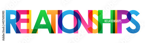 RELATIONSHIPS colorful vector typography banner on white background
