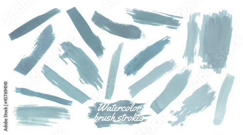 Water Paintbrush Border. Pastel Dirty Design. Vector Traced Shapes. Grunge Paintbrush Elements. Strokes Background.