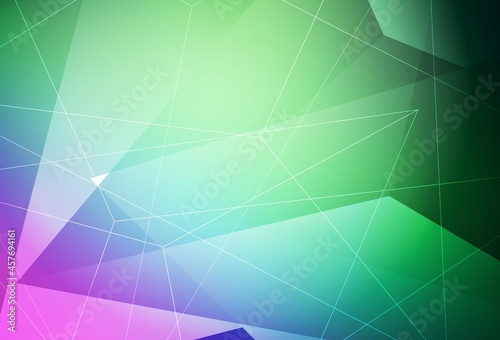 Light Pink, Green vector layout with lines, triangles.