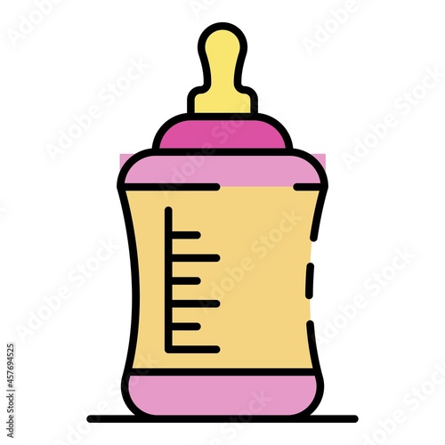 Baby nipple bottle icon. Outline baby nipple bottle vector icon color flat isolated
