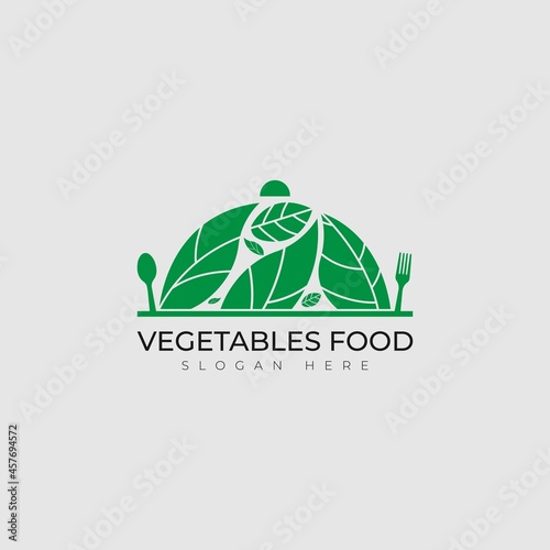 Vegan food icon logo vector design