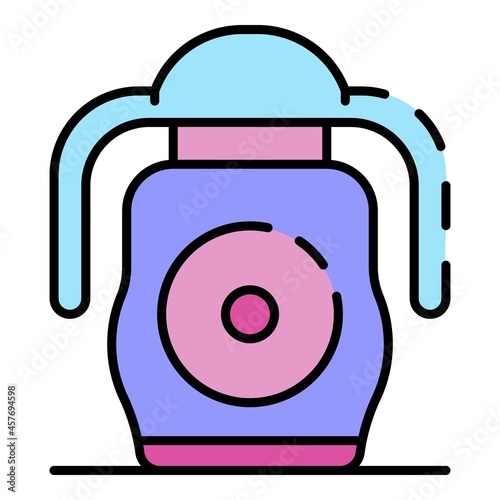 Rubber sippy cup icon. Outline rubber sippy cup vector icon color flat isolated