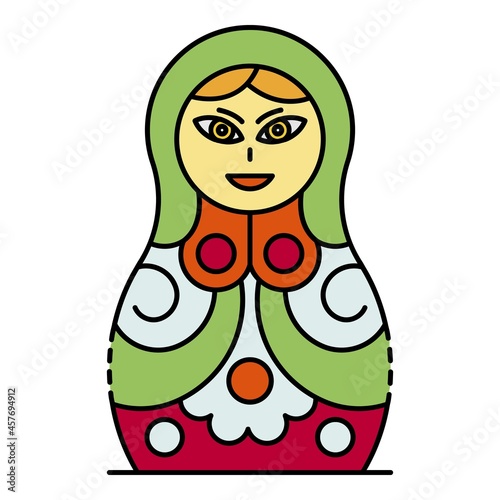 Traditional nesting doll icon. Outline traditional nesting doll vector icon color flat isolated