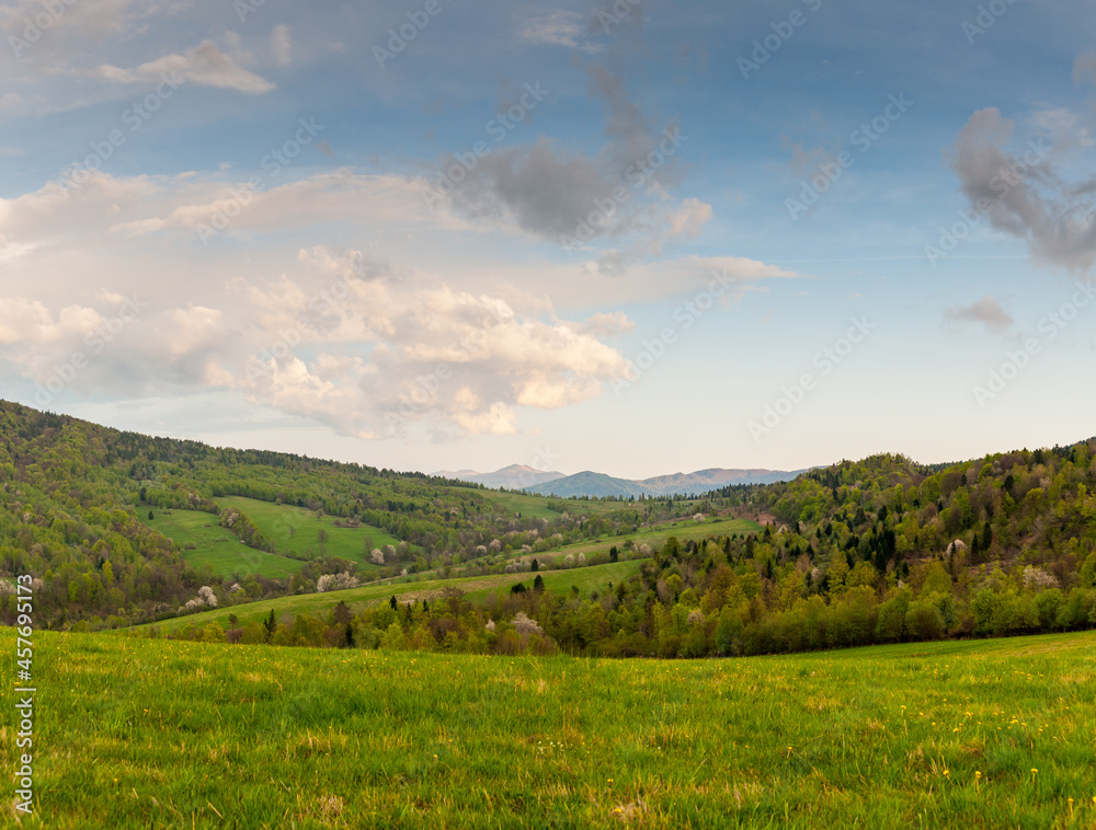 Naklejka premium A view of the non-existent villages of Tyskowa and Radziejowa, the Bieszczady Mountains
