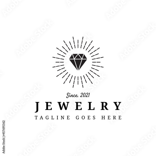 diamond jawerly retro vintage logo template