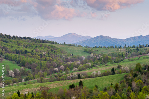 A view of the non-existent villages of Tyskowa and Radziejowa, the Bieszczady Mountains photo