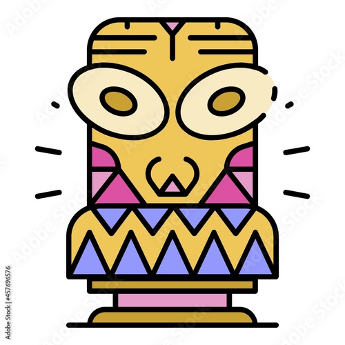 Tiki idol icon. Outline tiki idol vector icon color flat isolated