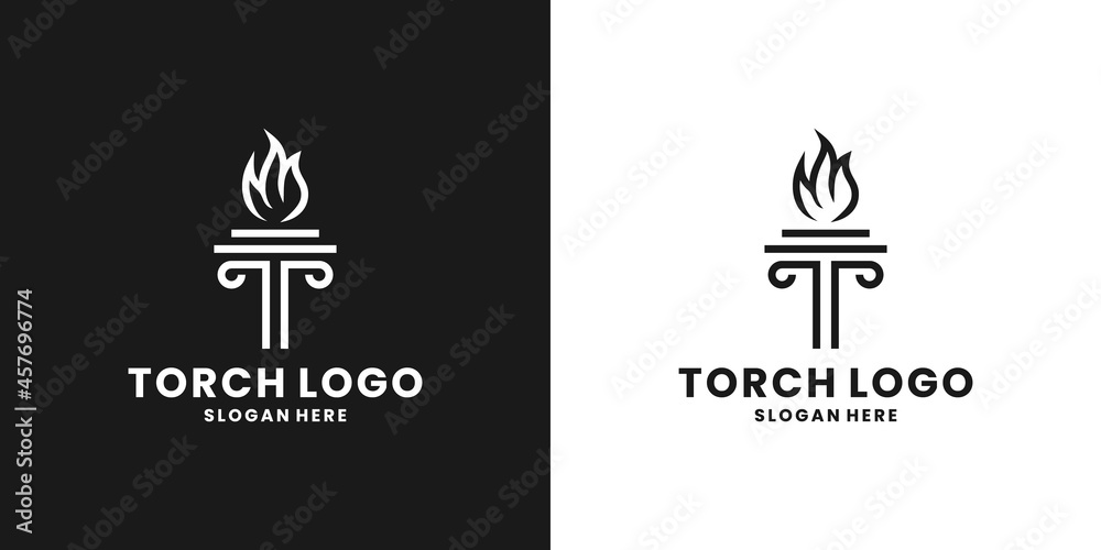 initial T with torch logo design vector initial T with torch logo design vector