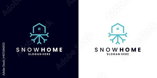 snow home logo design template. house cold vector
