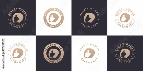 set of beauty woman salon and spa logo design collections