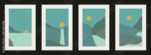 Set of 4 abstract landscape posters vector illustration