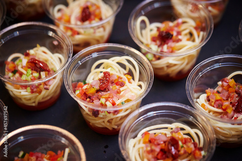 pasta with tomato sauce and basil