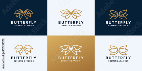 set of butterfly logo design for cosmetic and fashion brand