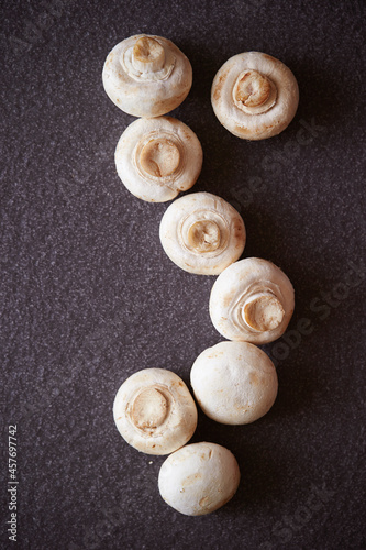 Fresh button mushroom on Marble