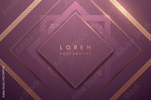 Abstract pink and gold luxury square frame background