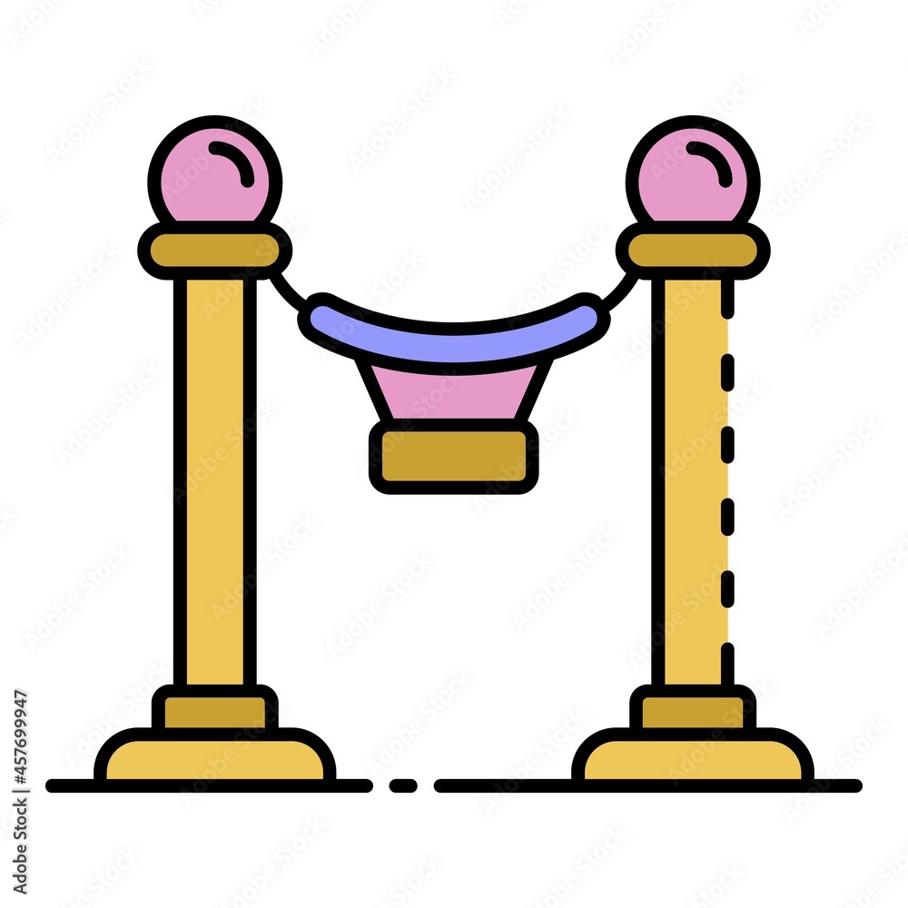 Museum barrier icon. Outline museum barrier vector icon color flat isolated Museum barrier icon. Outline museum barrier vector icon color flat isolated
