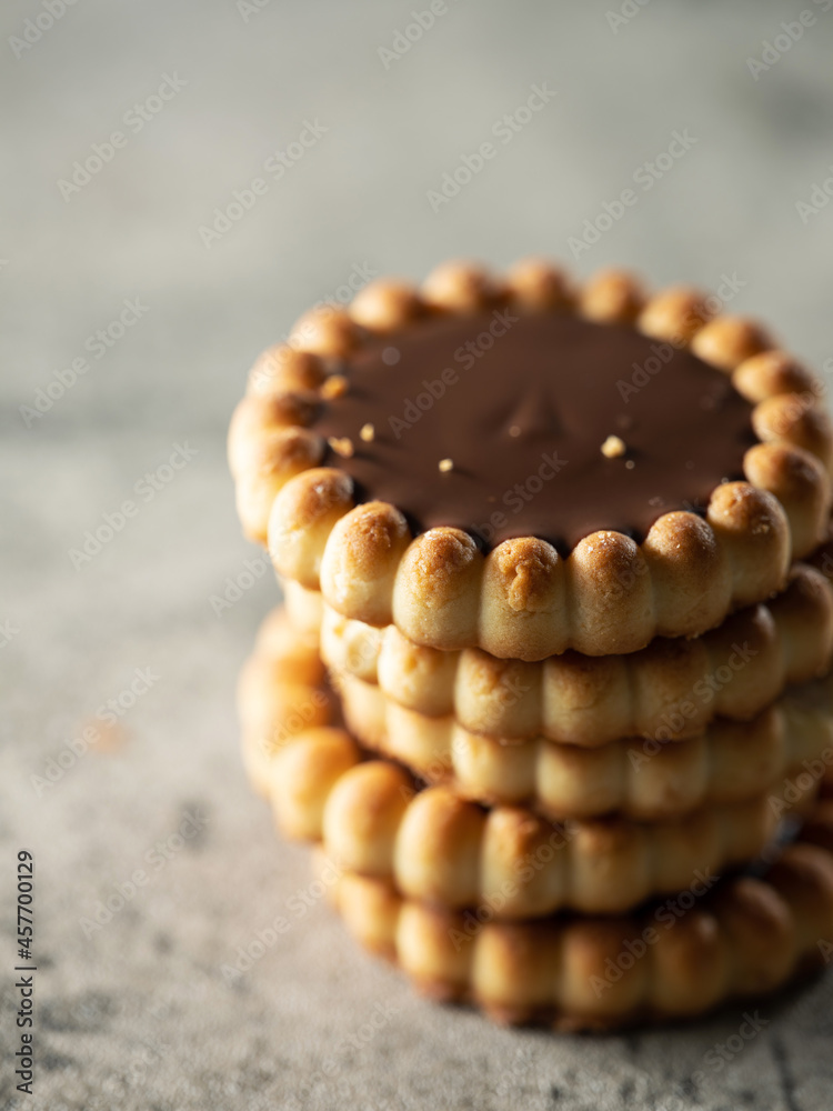 Chocolate biscuits on marble background Chocolate biscuits on marble background