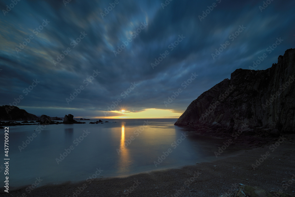 Sunset on the beach of silence, Asturias, Spain