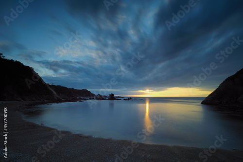 Sunset on the beach of silence  Asturias  Spain