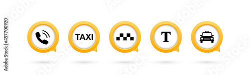 Fotografia Taxi yellow icons set