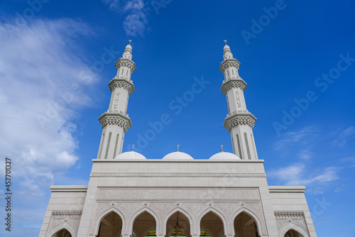 Negeri Sembilan, Malaysia - 18th September 2021 : Beautiful Islamic architecture of Masjid Sri Sendayan the new and the biggest mosque in Seremban todate