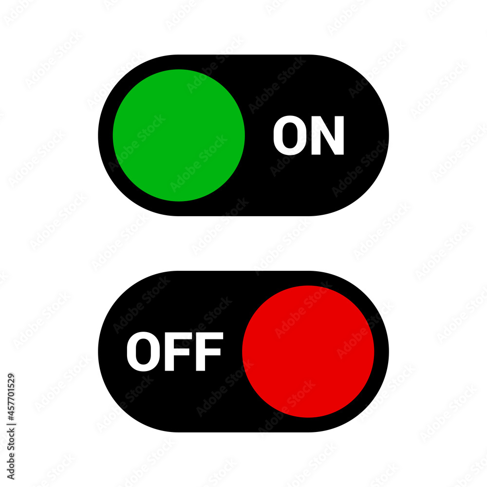Switch on and Off Toggle. On and Off Toggle Switch Buttons Graphic Design for Web Usage or Mobile App Interface. Flat Interface Graphic Elements Red and Green Colors on White Backdrop Switch on and Off Toggle. On and Off Toggle Switch Buttons Graphic Design for Web Usage or Mobile App Interface. Flat Interface Graphic Elements Red and Green Colors on White Backdrop