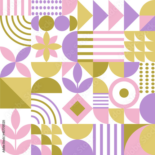 Vector scandinavian pattern. Minimalistic geometric background. Simple cute summer elements.