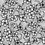 Black and White Floral Hand Drawn Seamless Pattern. Vector Illustration.