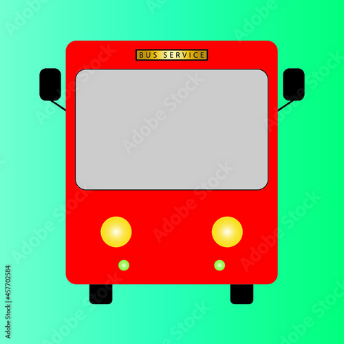 Vector art flat icon of a red color bus that is used as public transportation.