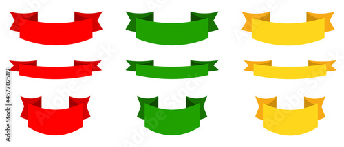 Vector banners. Red, Green and Yellow vector banners design elements. Isolated on white background. Flat design for graphics. Banner templates.