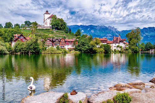 Schloss Werdenberg über dem Werdenbergersee nahe Buchs, Sankt Gallen, Schweiz photo