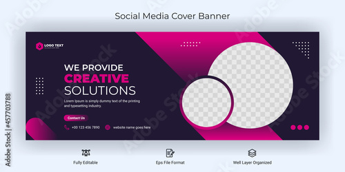 Creative corporate business marketing social media Facebook cover banner post template	
