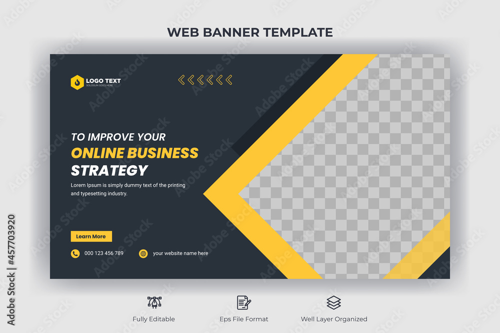 Fototapeta premium Creative corporate social media web banner and youtube thumbnail template | Youtube live stream video thumbnail for marketing agency | video thumbnail | Youtube thumbnail