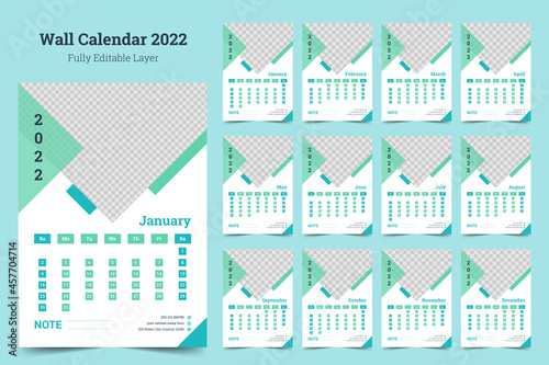 Business wall calendar 2022 design print template