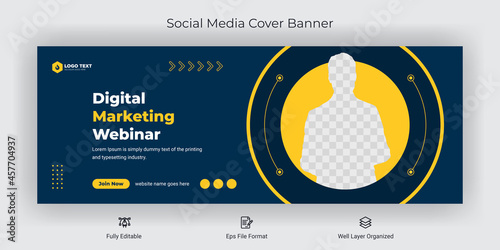 Online marketing webinar facebook cover banner template social media post	