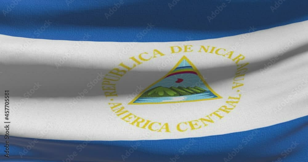 Nicaraguan national flag footage. Nicaragua waving country flag on wind