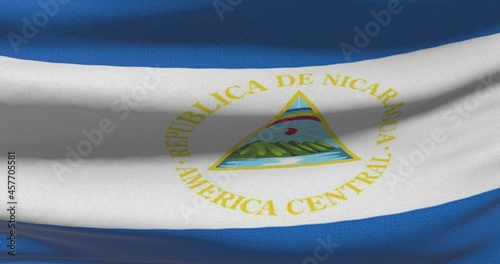 Nicaraguan national flag footage. Nicaragua waving country flag on wind photo