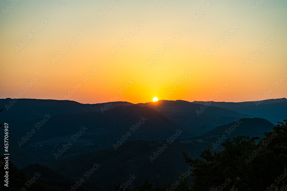 Sunset in the Caucasus mountain