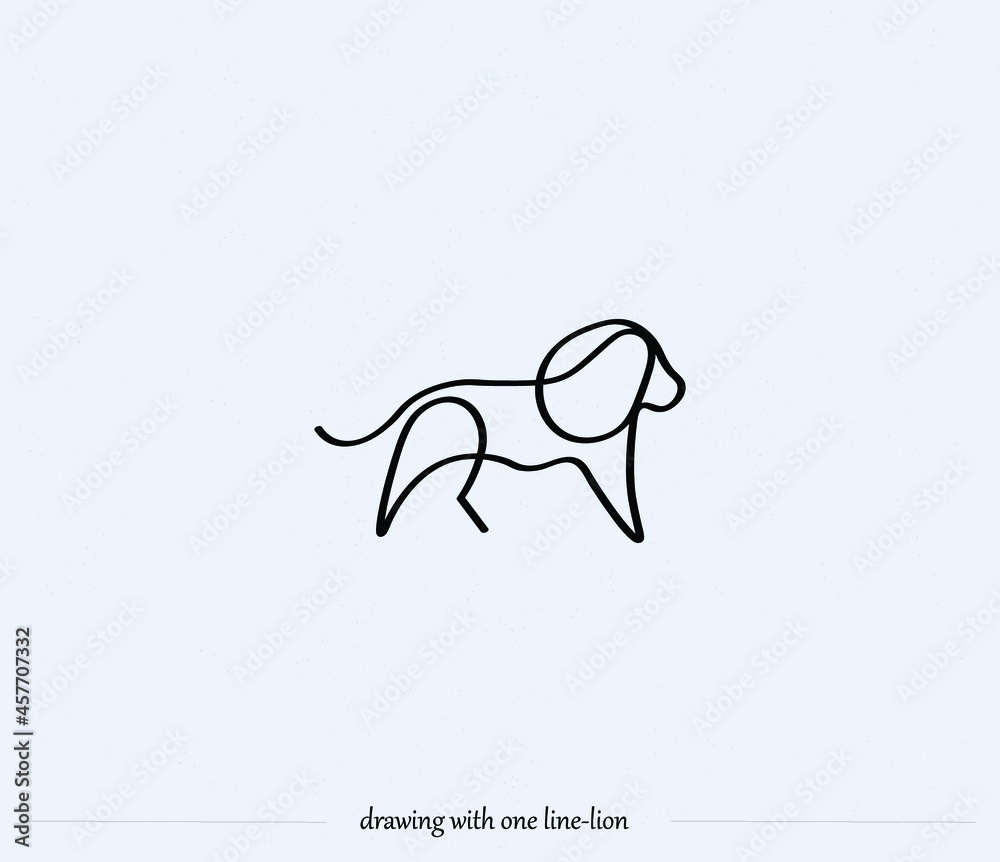 An animal drawn with a single line.  lion