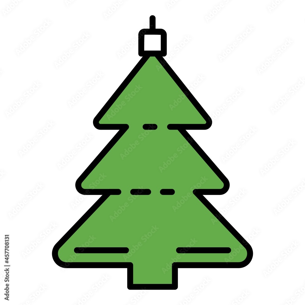 Fir tree toy icon. Outline fir tree toy vector icon color flat isolated Fir tree toy icon. Outline fir tree toy vector icon color flat isolated