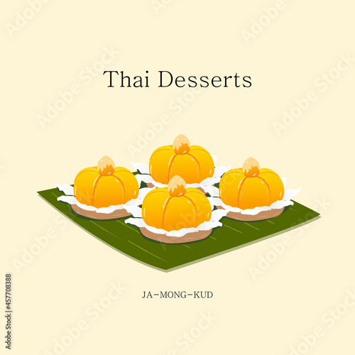 vector illustration Thai dessert Made with coconut and egg yolks and sugar.  vector eps 10