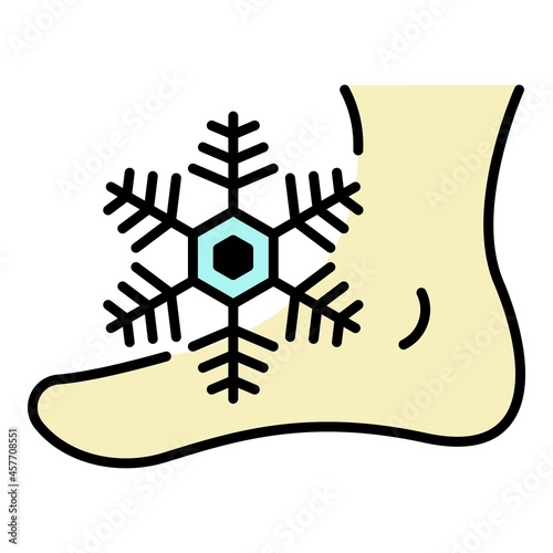 Frostbite foot icon. Outline frostbite foot vector icon color flat isolated