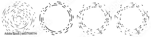 Random circles  dots  speckles and freckles concentric  circular and radial element. Pointillist  pointillism random halftone circles