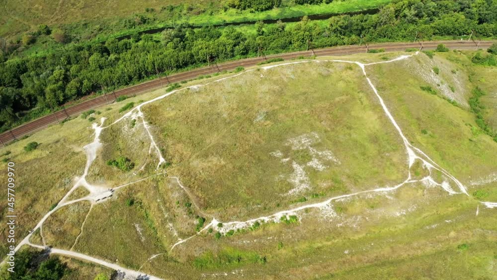 Top view of a picturesque view from a drone of the Mayatskaya fortress, Natural, architectural and archaeological museum-reserve Divnogorye Top view of a picturesque view from a drone of the Mayatskaya fortress, Natural, architectural and archaeological museum-reserve Divnogorye